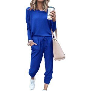 Soft Jogger Pants Set for Women: Loose-Fitting Long Sleeve & High-Waisted Style